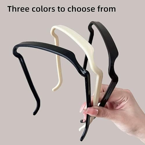 saichania 3-Pack Square Invisible Hairband for Women & Men, Mixed Color, Medium Thick Plastic Headbands for Curly Hair Fixing, 3 Count (Pack of 3) thumbnail 3