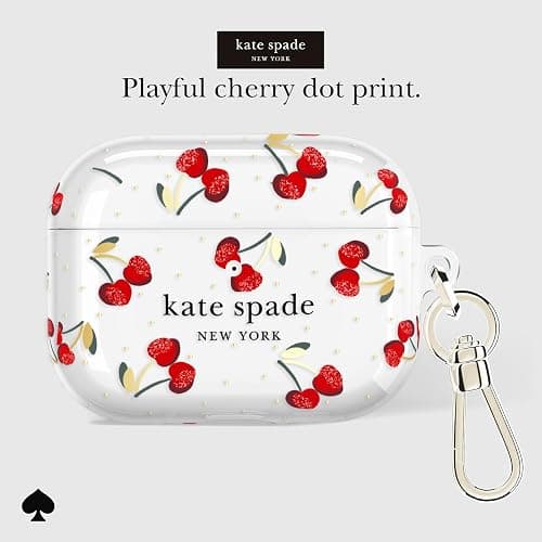Kate Spade New York AirPods Pro 3 Protective Case with Keychain Ring Clip - Cherry Dot, Compatible with AirPods 3rd Generation thumbnail 3