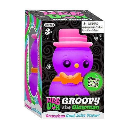 Schylling NeeDoh Squishmas Groovy Glowman - Christmas Squeeze Toy - Satisfying Snow-Like Crunch - 3.5" Tall - Color May Vary (Pack of 1) - Image 1