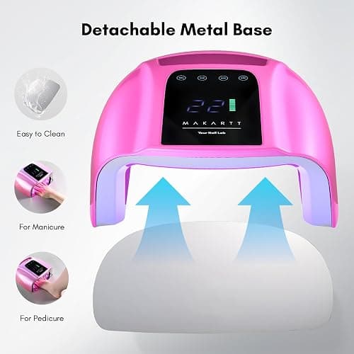 Makartt UV LED Nail Lamp with Handle for Gel Polish – Fast Curing UV Light Nail Dryer with 42 Beads 4 Timers Cordless Rechargeable Design LCD Touchscreen & Smart Sensor(Gradient Pink) thumbnail 6
