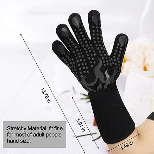 Comsmart BBQ Gloves, 1472 Degree F Heat Resistant Grilling Gloves Silicone Non-Slip Oven Gloves Long Kitchen Gloves for Barbecue, Cooking, Baking, Cutting thumbnail 3
