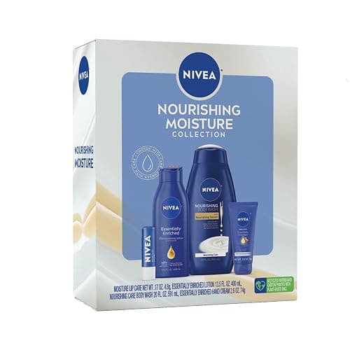 NIVEA Skin Care Set For Her, Nourishing Body Wash, Moisturizing Body Lotion, Lip Balm Stick with Shea Butter, & Hand Cream, 4 Piece Gift Set - Image 1