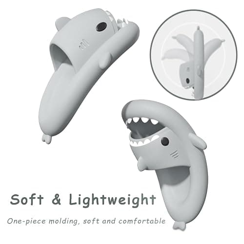 rosyclo Shark Slides for Women and Men, Cute Shark Slippers Adult Youth Cloudy Summer Soft Lightweight Anti-Slip Thick Sole Beach House Cloud Cushioned Shower Slide Sandals Indoor Outdoor thumbnail 2