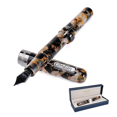 Conklin Mark Twain Crescent Filler Fountain Pen - Orange Medley with Gunmetal Trim - Fine Nib - Luxury Writing Instrument - Image 1