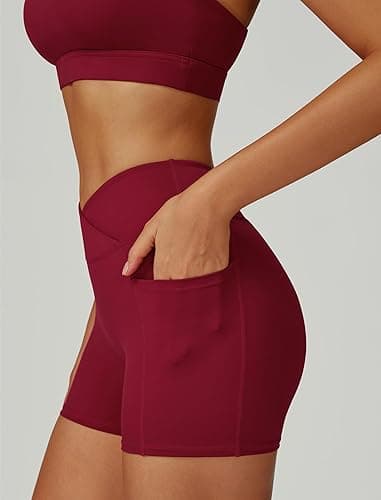 QBGJTD Women Two Piece Workout Sets Support Ruched Cross Back Sports Bras Matching Booty Lifting Shorts Gym Yoga Outfits thumbnail 5