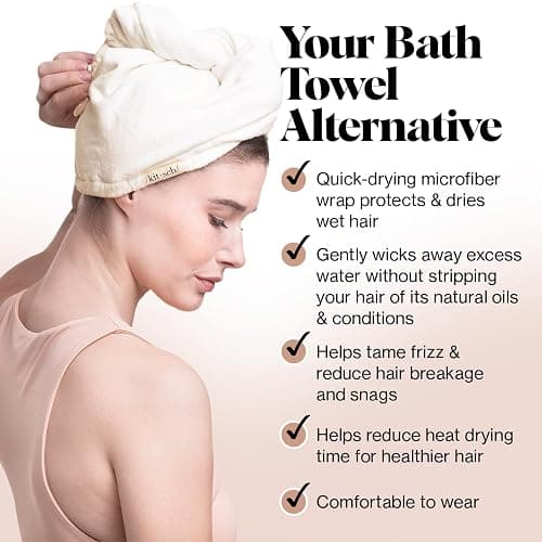Kitsch Microfiber Hair Towel Wrap for Women - Microfiber Towel, Super Absorbent, Quick Dry, Anti-Frizz - for Long and Short Hairs, Turbans for Women, Hair Wrap - White Ivory thumbnail 4