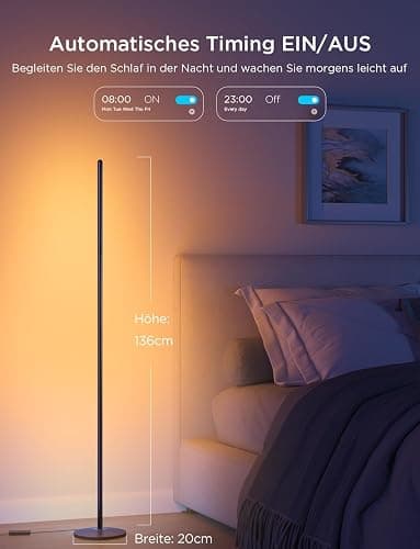 Govee RGBIC LED Stehlampe Wohnzimmer, WiFi Stehlampe Dimmbar, Arbeiten Sie mit Alexa und Google Assistant, 16 Millionen Farben, 58 Szenenmodi, Musikmodi, DIY-Modus für Schlafzimmer Gaming, Schwarz - Schwarz - 1 Packung thumbnail 8