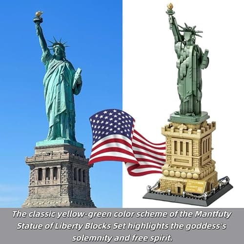 Mantfuty Statue of Liberty Building Blocks Set Famous World Architecture Model New York Landmark Bricks Toy Gifts for Adults(1409 Pieces) thumbnail 5