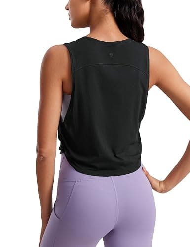 CRZ YOGA Pima Cotton Large Armhole Tank Tops for Women - Workout Sport Athletic Yoga Running Gym Loose Crop Sleeveless Shirts thumbnail 4