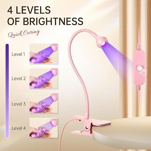 AORAEM LED Nail Lamps 3W Flexible Gooseneck Lamp Quicky Dry Nail Manicure Dryer Gel Polish Curing Light Plug Play Portable Flash Cure Light for Gel Nails Home DIY Professional Nail Tools Pink thumbnail 5