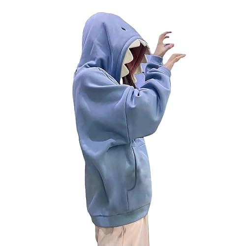 Women's Cute Shark Hoodies Long Sleeve Hooded Cute Cartoon Animal Pullover Sweatshirts Tops For Teen Girls thumbnail 2