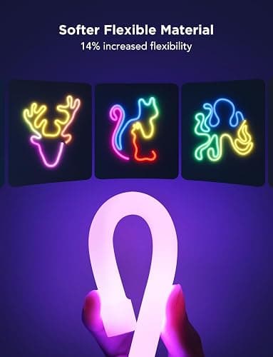 Govee RGBIC Neon Lights, LED Smart Neon Rope Light 2 Works with Matter, Alexa, Google Assistant, Custom DIY Neon Strip Lights for Bedroom and Wall Decor, Softer Material, 9.8ft, White thumbnail 4