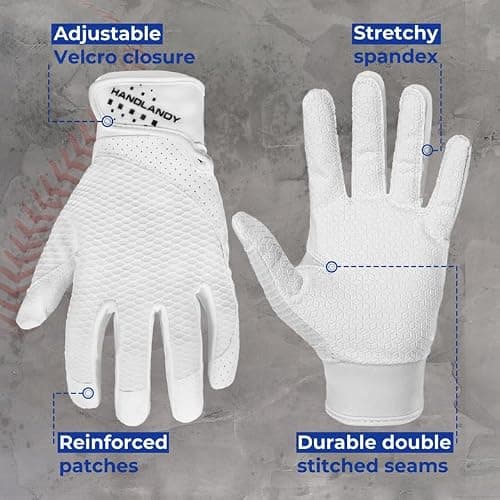 HANDLANDY Baseball Batting Gloves for Adult Youth, Grip Breathable Softball Batting Gloves Fit Men Kids Boys Girls thumbnail 6
