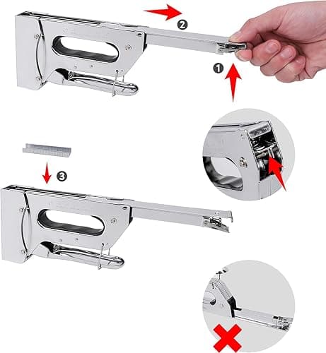 Amazon Basics Heavy Duty Stapler Gun with 1000 Staples, for Upholstery, Home Repairs, Carpentry and other Professional Projects, Silver thumbnail 5