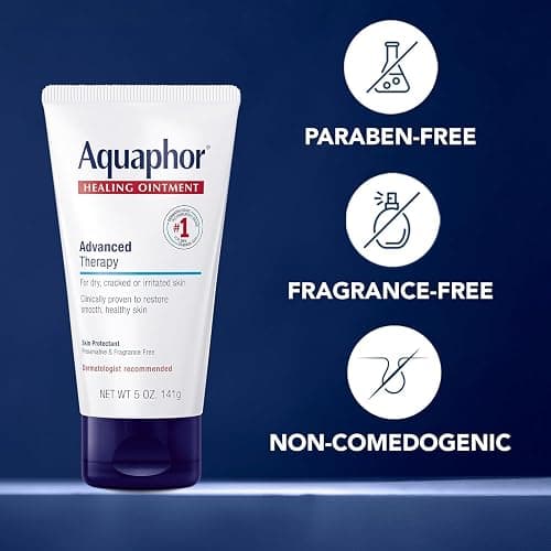 Aquaphor Healing Ointment, Multipurpose Ointment for Dry, Cracked Skin, Chafing, Cuticle Care, Fragrance Free, Non Greasy and Non Comedogenic Body Moisturizer, Dermatological Skin Care, 141g Tube thumbnail 7