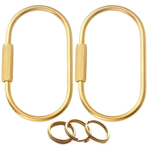 CMVFYL Gold Brass Key Rings, Purse Bag Charms for Handbags, Screw Lock Key Organizer, Carabiner Keychain Clip for Keys - Large