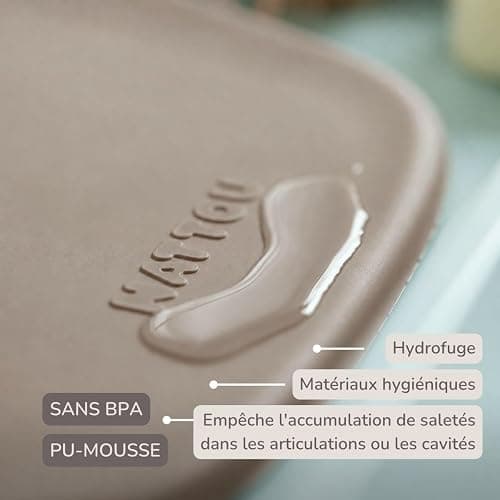Nattou Matelas à langer bebe en mousse PU douce - Softy Matelas à langer lavable - 50 x 70 cm - Taupe thumbnail 6