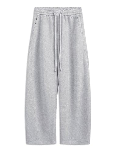 FACDIBY Womens Barrel Sweatpants Fleece Lined Wide Leg Sweat Pants Cotton Elastic Waisted Trousers with Pockets thumbnail 5