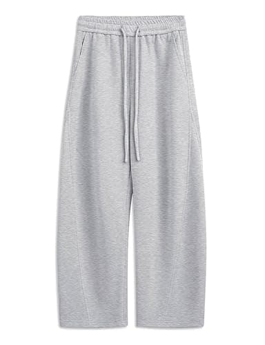 FACDIBY Womens Barrel Sweatpants Fleece Lined Wide Leg Sweat Pants Cotton Elastic Waisted Trousers with Pockets thumbnail 6