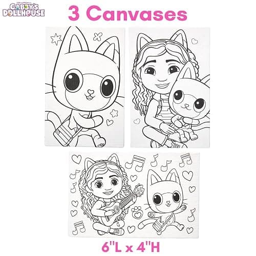 Innovative Designs Gabby’s Dollhouse Canvas Paint Set for Kids with 3 Canvases, Acrylic Paint, Paintbrush, & Easel thumbnail 5