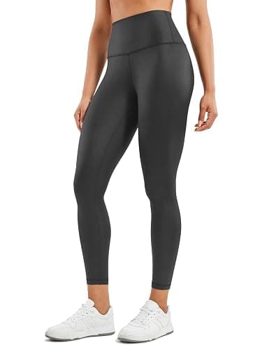 CRZ YOGA Matte Faux Leather Leggings 25" - Butterluxe High Waisted Stretch Ankle Leather Pants for Women Pleather Tights - Image 1