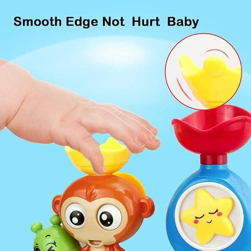G-WACK Bath Toys for Toddlers Age 1 2 3 Year Old Girl Boy, Preschool New Born Baby Bathtub Water Toys, Durable Interactive Multicolored Infant Toy, Lovely Monkey Caterpillar, 2 Strong Suction Cups thumbnail 5