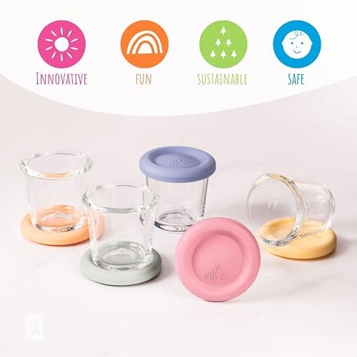 Elk and Friends Baby 4oz Borosilicate Glass Food Storage Jars | 12pk | Borosilicate Glass | Set of 12 | Microwave, Oven + Dishwasher Safe | Perfect for Purees, Breast Milk + Baby Food thumbnail 9