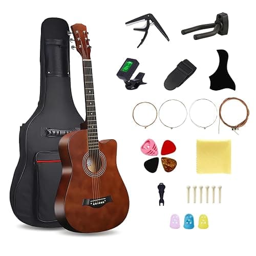 38inch Wood Acoustic Guitar for Adults, 6 Steel-String Acoustic Guitar With Guitar Bag, Elementary Tutorial of Folk Guitar for Beginners. - Image 1