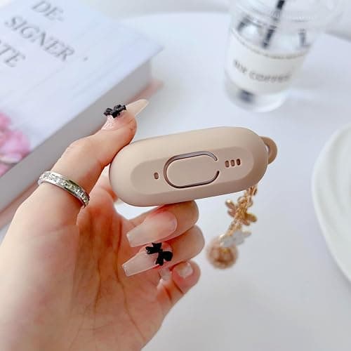 Cute Case for Airpods Pro 2nd/1st Generation Cover for Girl Women with Pom pom Flower Keychain & Cleaner Kit, Soft Silicone Protective Skin for Airpods Pro 2/1 Gen 2019/2023/2022, Milk Tea thumbnail 4