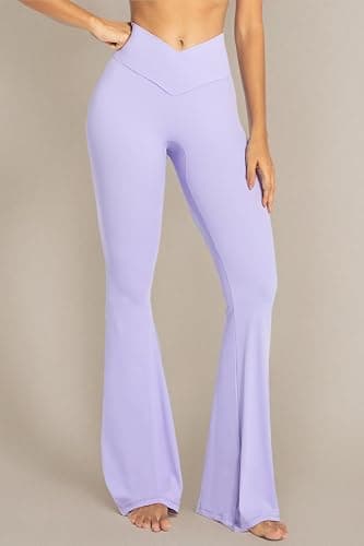 Sunzel Womens Flare Leggings No Front Seam Flare Yoga Pants with Tummy Control Crossover High Waist - 28" / 30" / 32" / 34" thumbnail 9