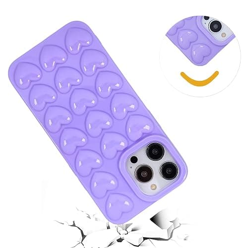 DMaos for iPhone 16 Plus Case for Women, 3D Pop Bubble Heart Gel Cover, Cute Girly for iPhone16 Plus 6.7 inch - Lavender thumbnail 9