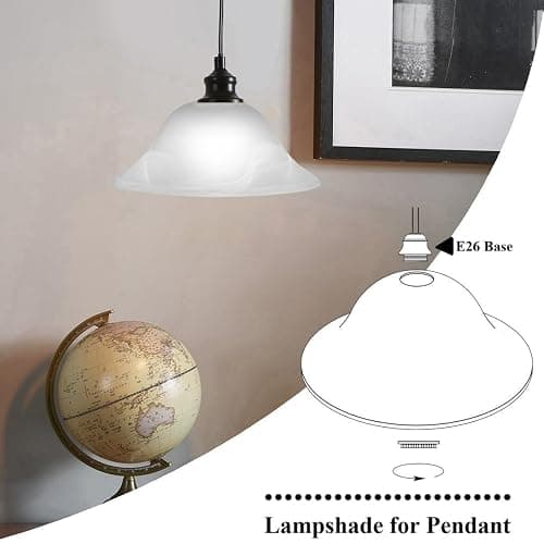 Glass Lamp Shade Replacement 12"D x 4.75"H,Lamp Shades For Floor Lamps Suitable for E26 Socket Torchiere Lamp Shade GlassShades Ceiling Fan Light Covers Ceiling Fan Globe Replacement Glass Bowl thumbnail 6