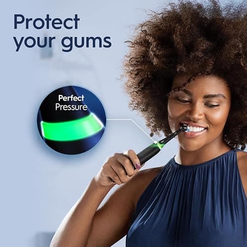 Oral-B iO Series 5 Rechargeable Electric Toothbrush with Visible Pressure Sensor to Protect Gums, 2 Minute Timer, 5 Cleaning Settings, 1 Replacement Toothbrush Heads, and Travel Case, Black thumbnail 4