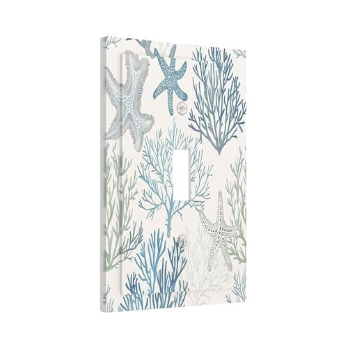 Ihsourgnitnem Decorative Light Switch Cover Ocean Beach Theme Starfish Seashell Coral 1 Gang Single Toggle Device Electrical Faceplate Switchplates Decorator Outlet Wall Plate For Bathroom Kids Room thumbnail 3