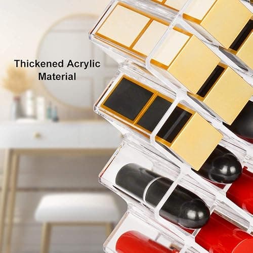 JessLab Lipstick Organizers, Acrylic Holder Lip Gloss Tower Clear Cosmetic Fish Sticks Lip Makeup Storage for Bathroom Vanity Countertop, 28 Slots thumbnail 5