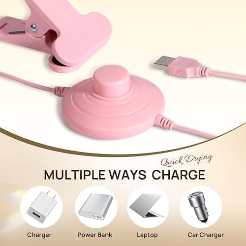 AORAEM UV LED Nail Lamp, Quick Drying UV Light for Gel Nails Foot Control LED Nail Cure Lamp, Flash Cure Light with Gooseneck and Clamp for Gel Nails, Pink thumbnail 6