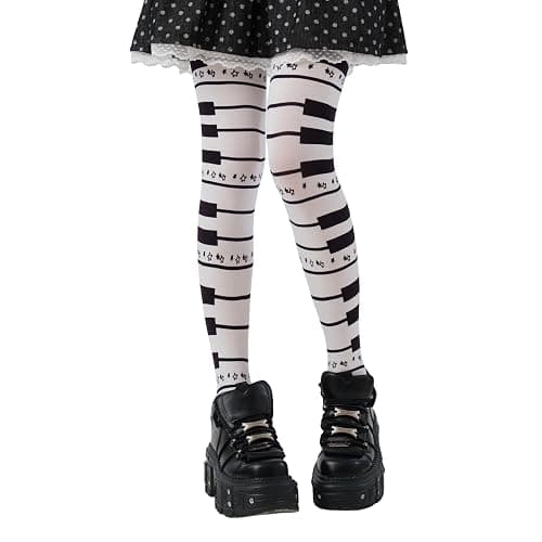 RICHTRUE Whimsy Twee Funky Patterned Tights Women Teen Girls Emo Goth Cool 2000s Fun Printed Tights Y2k Grunge Alt Clothes - Image 1