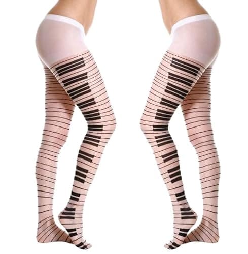 TYATVS Womens Whimsy Twee Piano Tights Funky Patterned Stockings Emo Goth Whimsy Clothes Y2k Aesthetic thumbnail 2