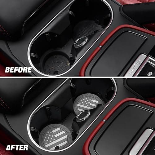AUCELI 4 Pack Car Cup Holder Coasters, Colored American Flag US Flag Insert Car Cup Coaster, 2.75 Inch Anti Slip Shockproof Embedded Drink Mat, Vehicle Interior Decor Accessories thumbnail 3