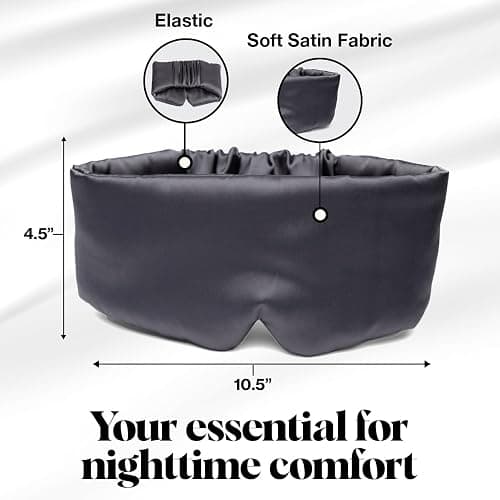 Kitsch Satin Sleep Mask - Eye Masks for Sleep, Softer Than Silk Satin Sleeping Mask Blindfold and Sleep Masks for Women and Men, Eye Care Travel Essentials - Charcoal Black thumbnail 2