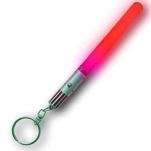 LIGHTSABER KEYCHAIN LIGHT UP LED STAR WAR Glowing Light Saber Key Chain Lightup Sabers 8 COLOR MODES: Green, Blue, Red, Baby Blue, Pink, Yellow, White, Rainbow - 1 PACK thumbnail 9