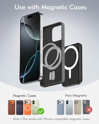 podoru for Magsafe Battery Pack, 5000mAh Magnetic Power Bank with Type-C Cable 20W PD Fast Charging Lighting Input Wireless Portable Charger for iPhone 17/16/15/14/13/12/ All Series-Black thumbnail 2