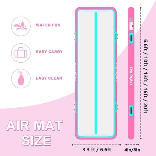OWROMI Inflatable Air Gymnastics Mats for Tumbling, 10ft/13ft/16ft/20ft Tumble Track Tumbling Mats for Kids, 4/8 Inches Thick Training Mat with Electric Pump Gymnastics Equipment for Kids Mat thumbnail 5
