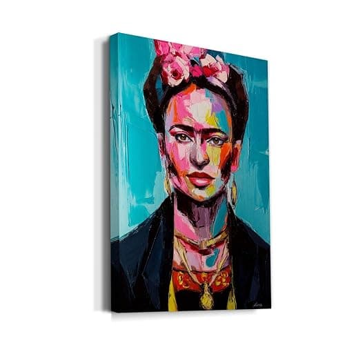 WEXFORD HOME Frida Kahlo Portrait Wall Art, Brightly Colored Spanish Artwork, Modern Mexican Decorations, Premium Gallery Wrapped Canvas, Ready to Hang, 12 in H x 18 in W, Made in America thumbnail 3