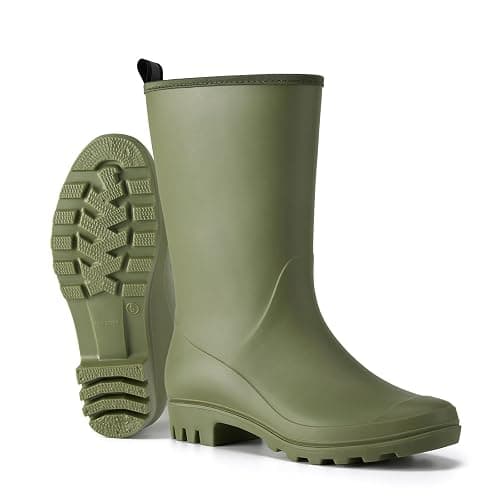 HISEA Women Rubber Boots Wide Calf Rain Boots | Seamless Matte Surface Waterproof PVC Rubber Rain Shoes for Farm Barn Garden Outdoor Work thumbnail 5