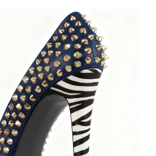 FSJ Women Classic Rivets Platform Heel Peep Toe Pumps High Stiletto Heel Slip On Studded Sexy Wedding Party Dance Shoes Size 4-16 US thumbnail 3