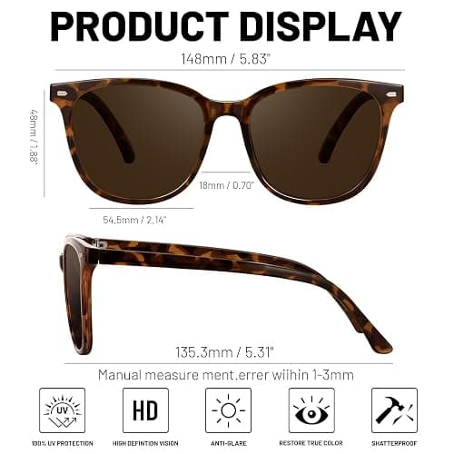 YMRFW Retro Polarized Sunglasses for Women Men Big Frame Vintage Style Trendy Shade UV400 Protection Lens Sun Glasses thumbnail 6