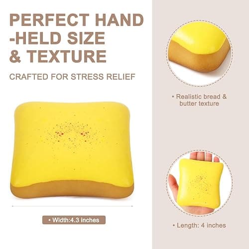 2pcs Bread Squishy, Slow Rising Squishy Butter Bread, Realistic Toast Squishy Toy, Soft Sticky Squishy Toy for Anxiety Stress Relief thumbnail 4
