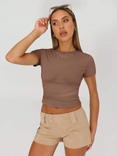 AUTOMET Womens 3 Piece Short Sleeve Shirts Basic Going Out Slim Fitted Crop Tops 2026 Summer Y2k Spring Clothes thumbnail 4