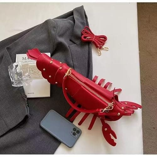 Cute 3D Lobster Shoulder Bag Crossbody Bag, Novelty Purse, Unique Animals Shaped Handbag for Women (Red 02) thumbnail 5